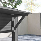 Wood Raised Garden Box, Elevated Garden Bed with Side Table, Bottom Shelf, Bed Liners and Drainage Holes, Gray
