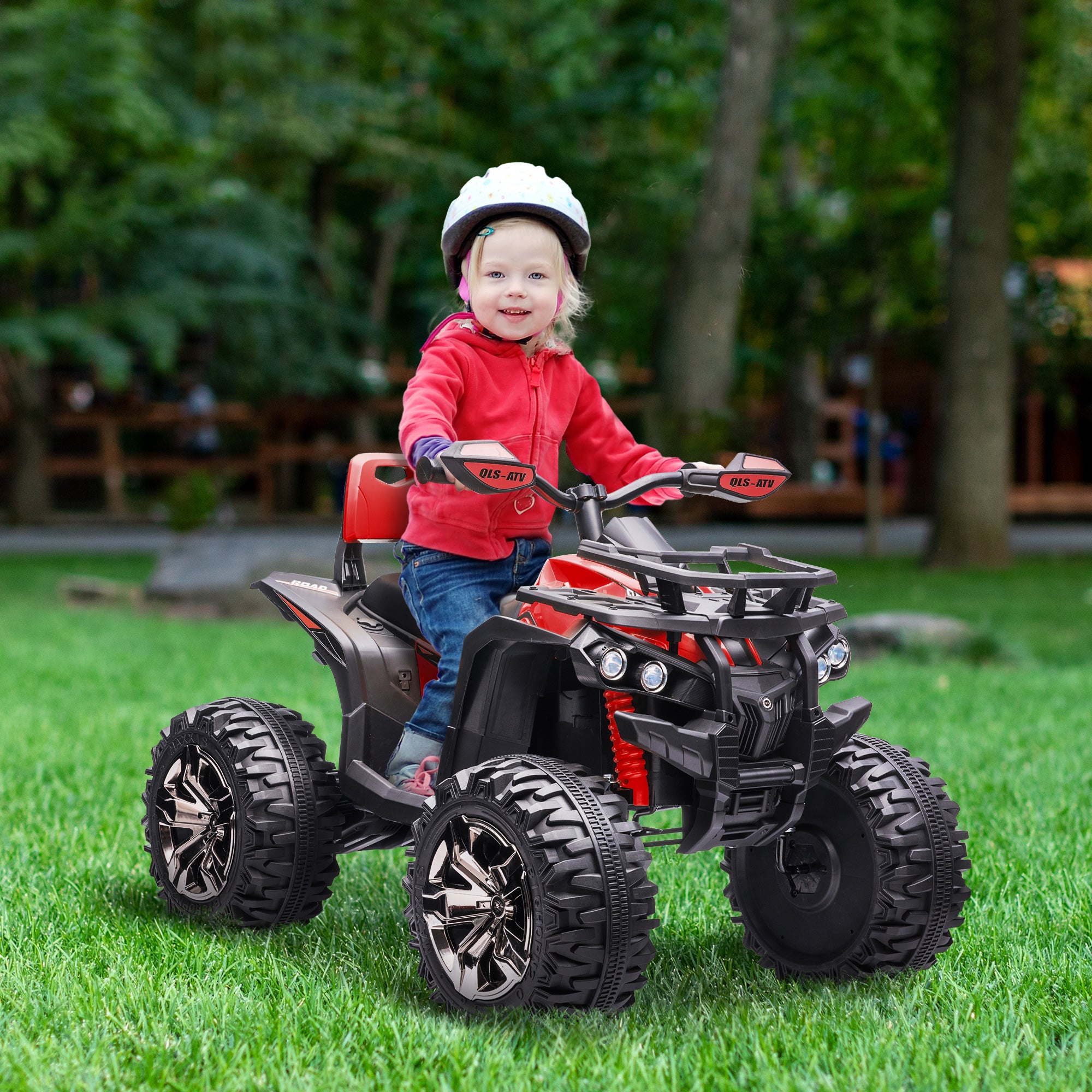 12V 4 Wheeler Kids ATV with Music, Headlights for 37-60 Months Boys and Girls, Red