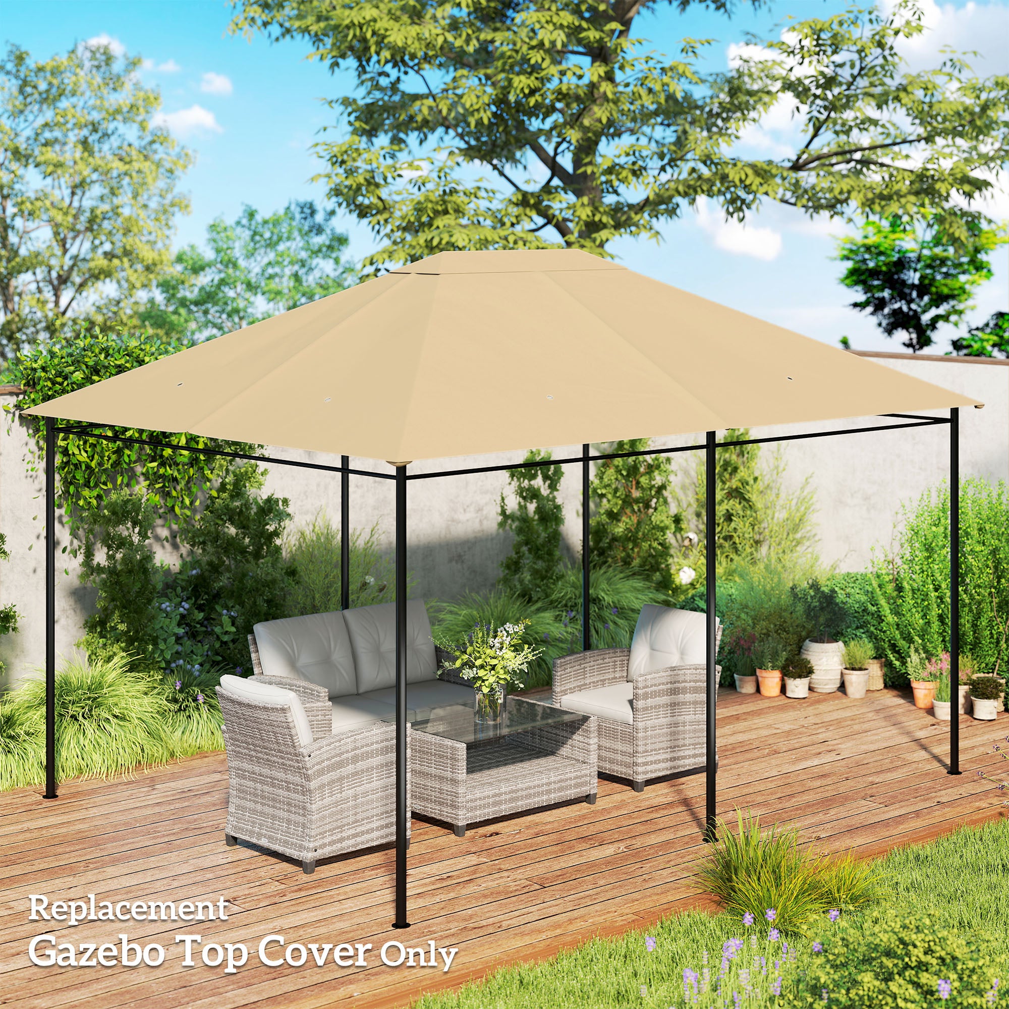10' x 13' Gazebo Canopy Replacement Roof for 84C-116, Khaki