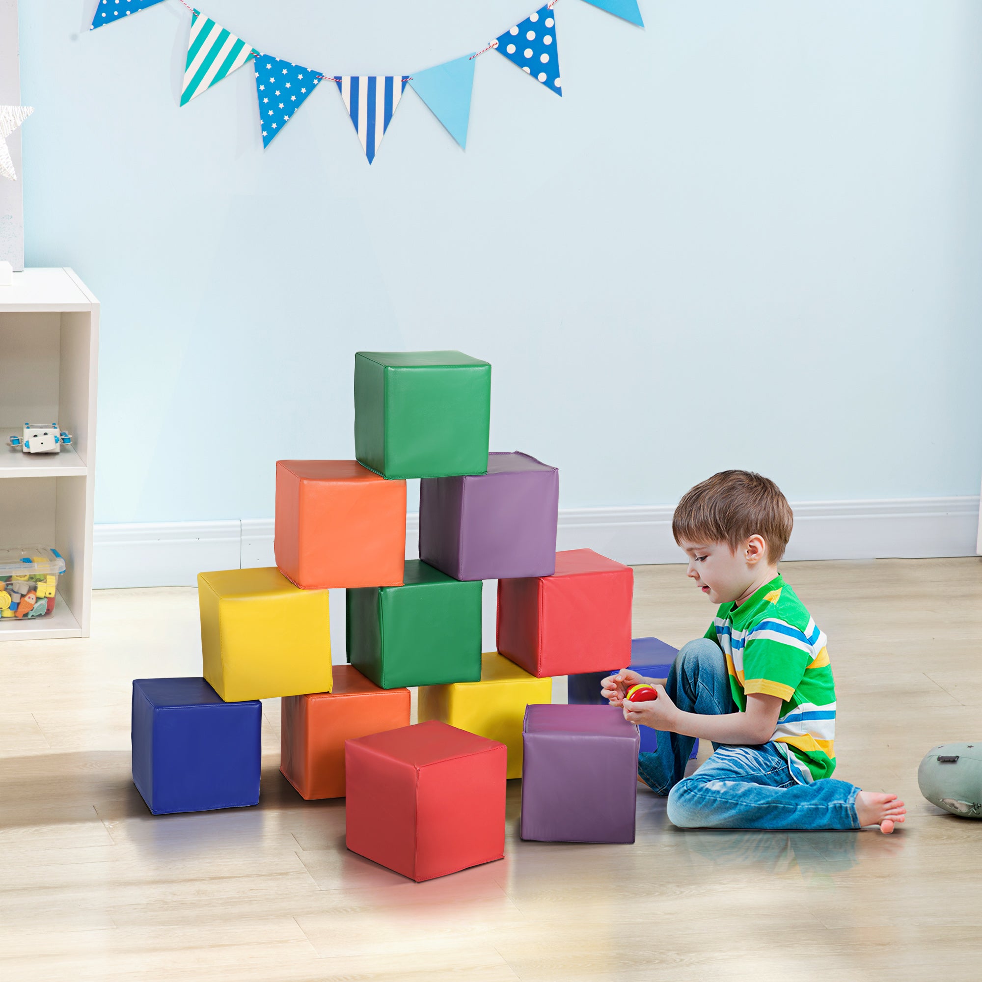 12 Piece Soft Play Blocks Soft Foam Toy for Toddler, Multi-Color