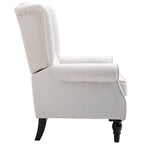 Button-Tufted Accent Chair with High Wingback, Rounded Cushioned Armrests and Thick Padded Seat, Set of 2, Cream White