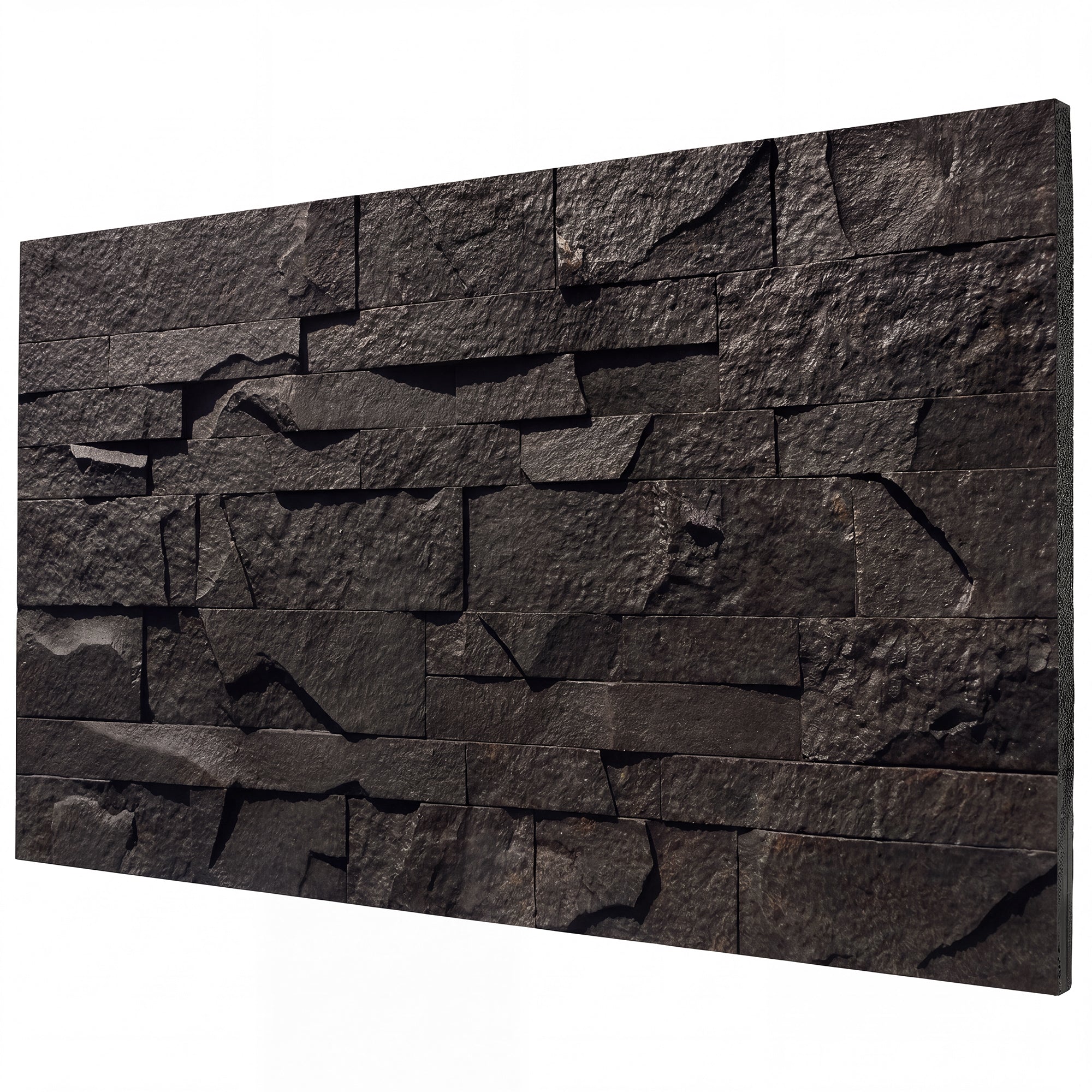 8-Pack 3D Faux Stone Wall Panels, Lightweight Polyurethane Panels for Interior and Exterior Accent Walls, Black