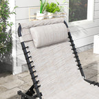 Foldable Chaise Lounge, 3-Position Reclining Back, Portable design and Breathable Mesh for Poolside, Camping, Hiking - Cream White