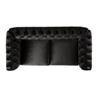 Chesterfield Velvet Loveseat Sofa, 2-Person Rolled Arm Upholstered Couch, with Tufted Buttons, Pine Wood Frame, 59.50" Wx34.00" Dx27.00" H, Black