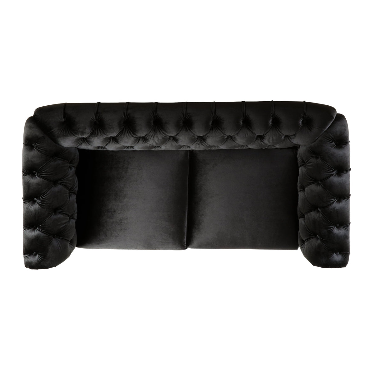 Chesterfield Velvet Loveseat Sofa, 2-Person Rolled Arm Upholstered Couch, with Tufted Buttons, Pine Wood Frame, 59.50" Wx34.00" Dx27.00" H, Black