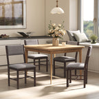 Modern Dining Chairs Set of 4, Linen Fabric Kitchen Chairs with Rubberwood Legs for Dining Room, Living Room, Gray