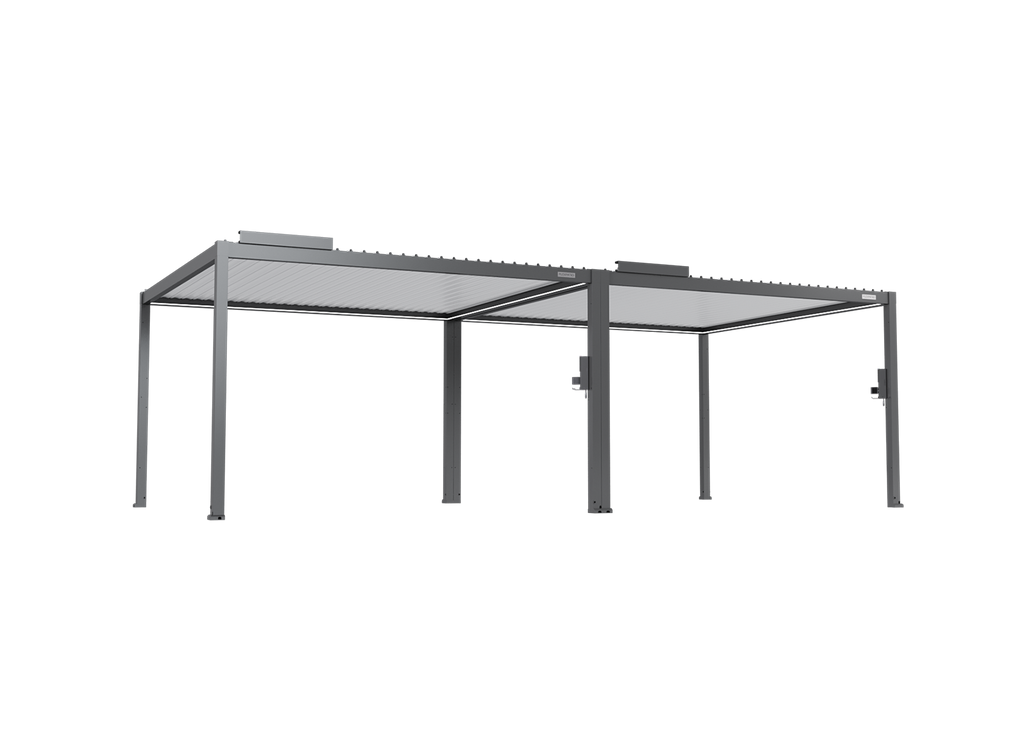 POWER+ Gen 2 Motorized Pergola 13'L x 26'W Gray with White Louvers 6063-T5 Aluminum, Motorized Louvers