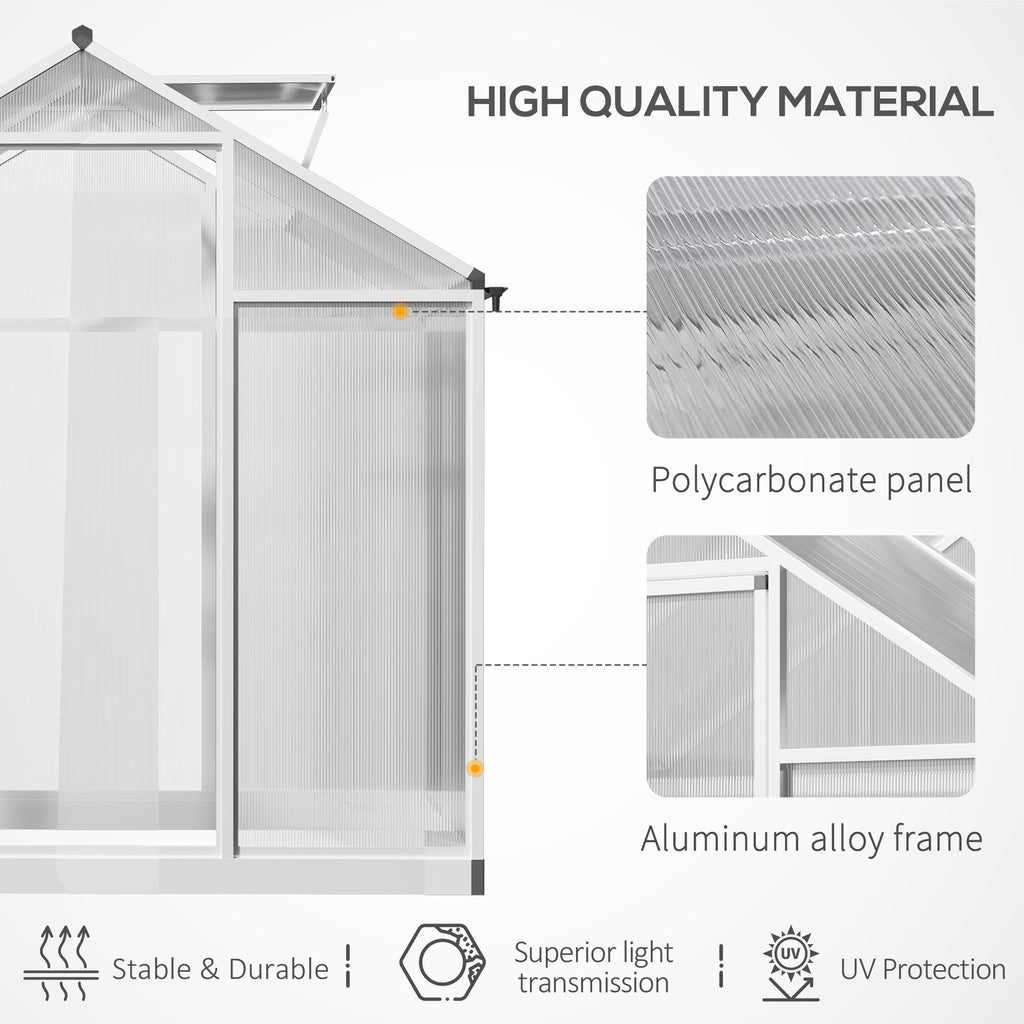 4' L x 6' W Walk-In Polycarbonate Greenhouse with Roof Vent,Greenhouse for Winter