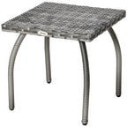 Outdoor PE Wicker Side Table, Small Square Rattan End Table, All-Weather Material Coffee Table for Garden, Balcony, Backyard, Grey