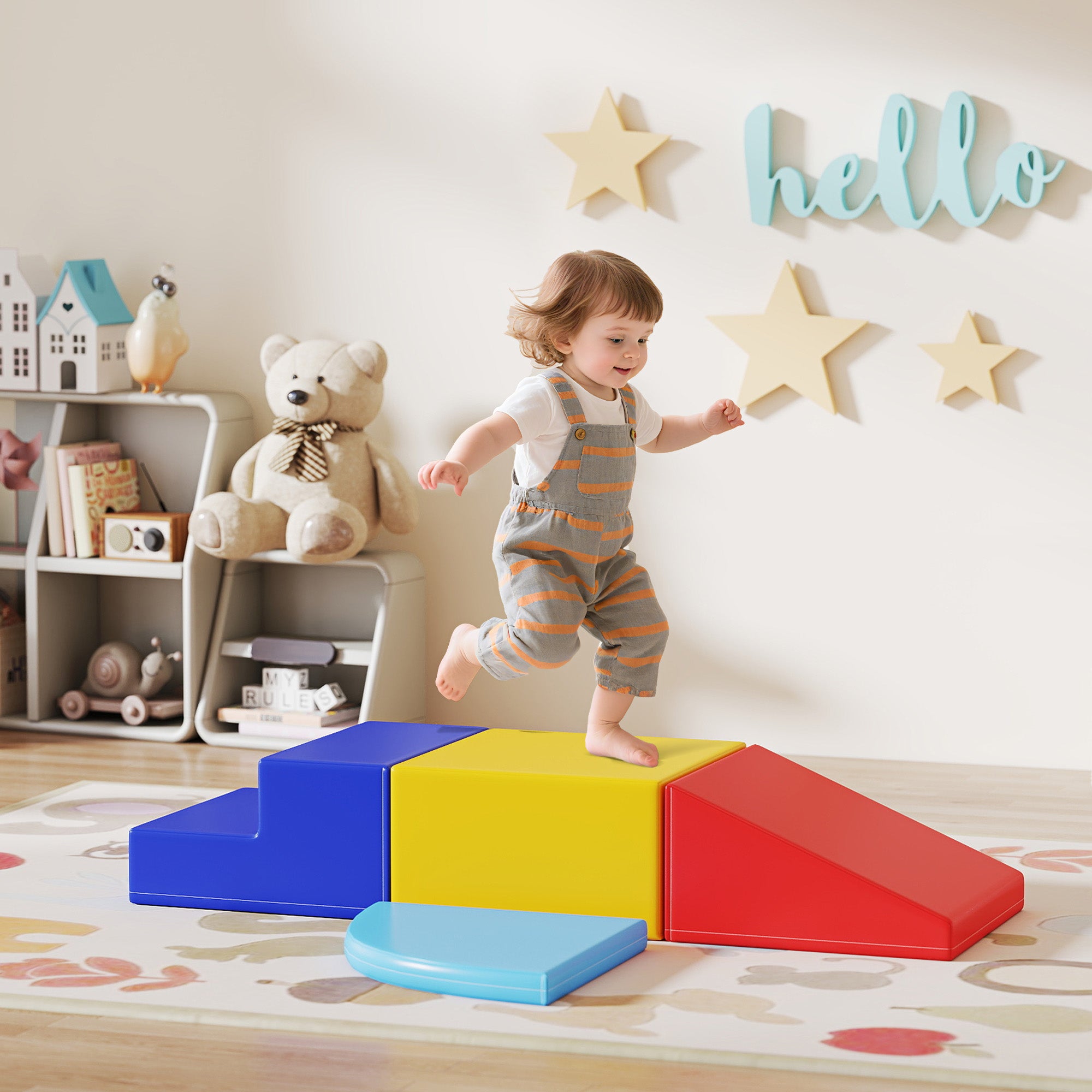 Foam Play Set for Toddlers and Children Crawling or Sliding, Multicolor