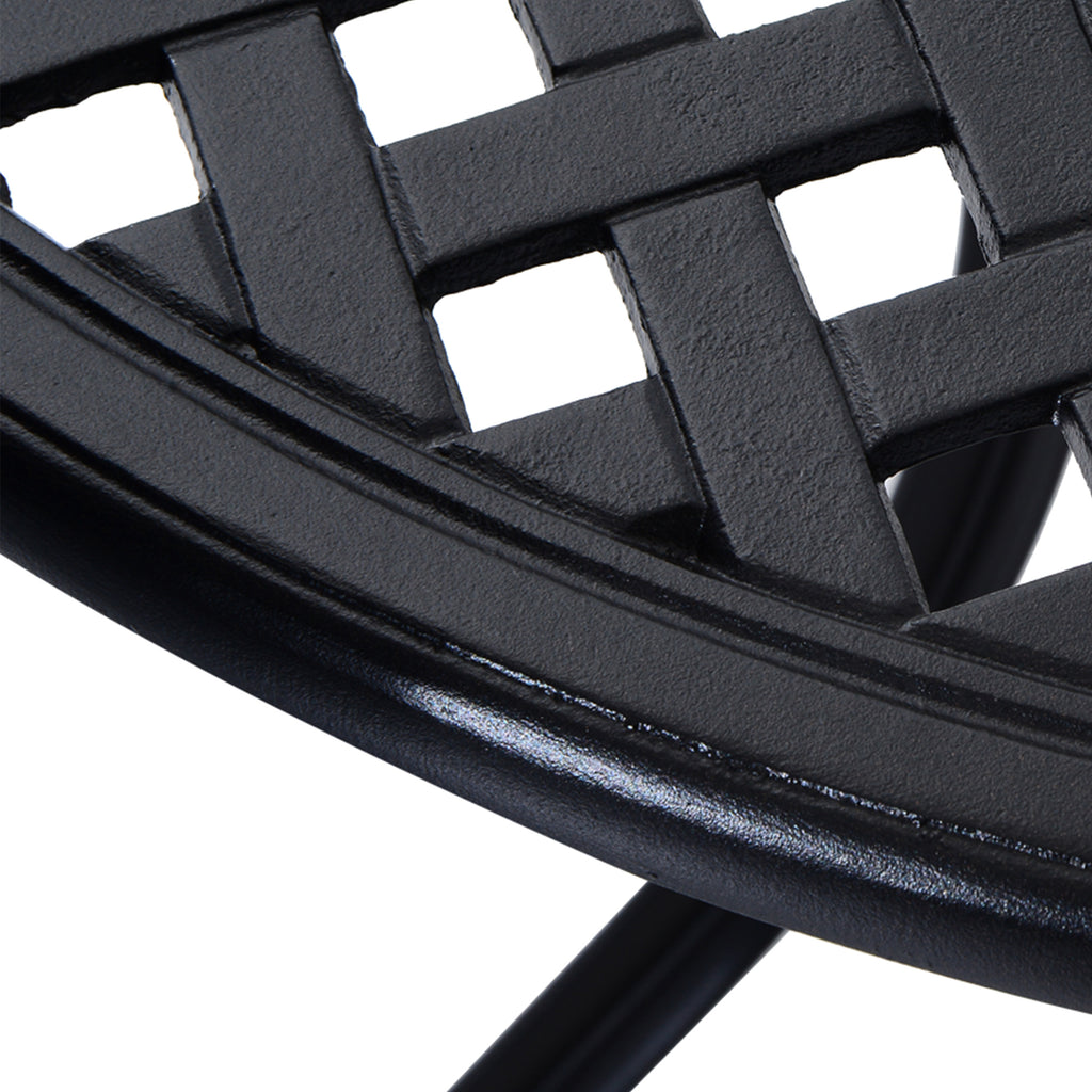 33" Patio Dining Table Round Cast Aluminium Outdoor Bistro Table with Umbrella Hole - Black