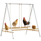 Chicken Perch for Coop, Chicken Roosting Bars with 2 Swings, Coop Accessories for Farm, Backyard, Silver