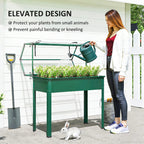 Elevated Garden Box with Greenhouse Cover, Raised Garden Bed with Legs and Drainage Hole for Vegetables, Green