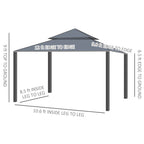10' x 12' Double Roof Patio Gazebo Canopy, Outdoor Gazebo Shelter with Netting & Curtains, for Garden, Lawn and Deck