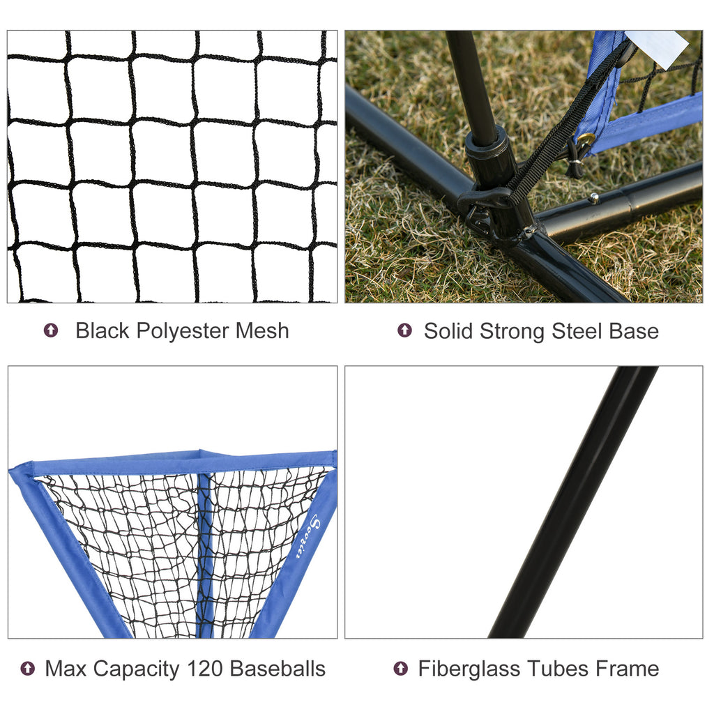 Baseball Practice Net Set with 7.5x7ft Catcher Net, Ball Caddy and Batting Tee, Portable Pitching Net with Carry Bag for Hitting, Pitching, Batting, Catching, Blue