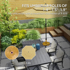 Patio Umbrella Base Holder, Outdoor Umbrella Base with Adjustable Pads, Heavy Duty Patio Umbrella Stand Base for Garden, Poolside, Nature Wood