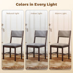 Modern Dining Chairs Set of 4, Linen Fabric Kitchen Chairs with Rubberwood Legs for Dining Room, Living Room, Gray