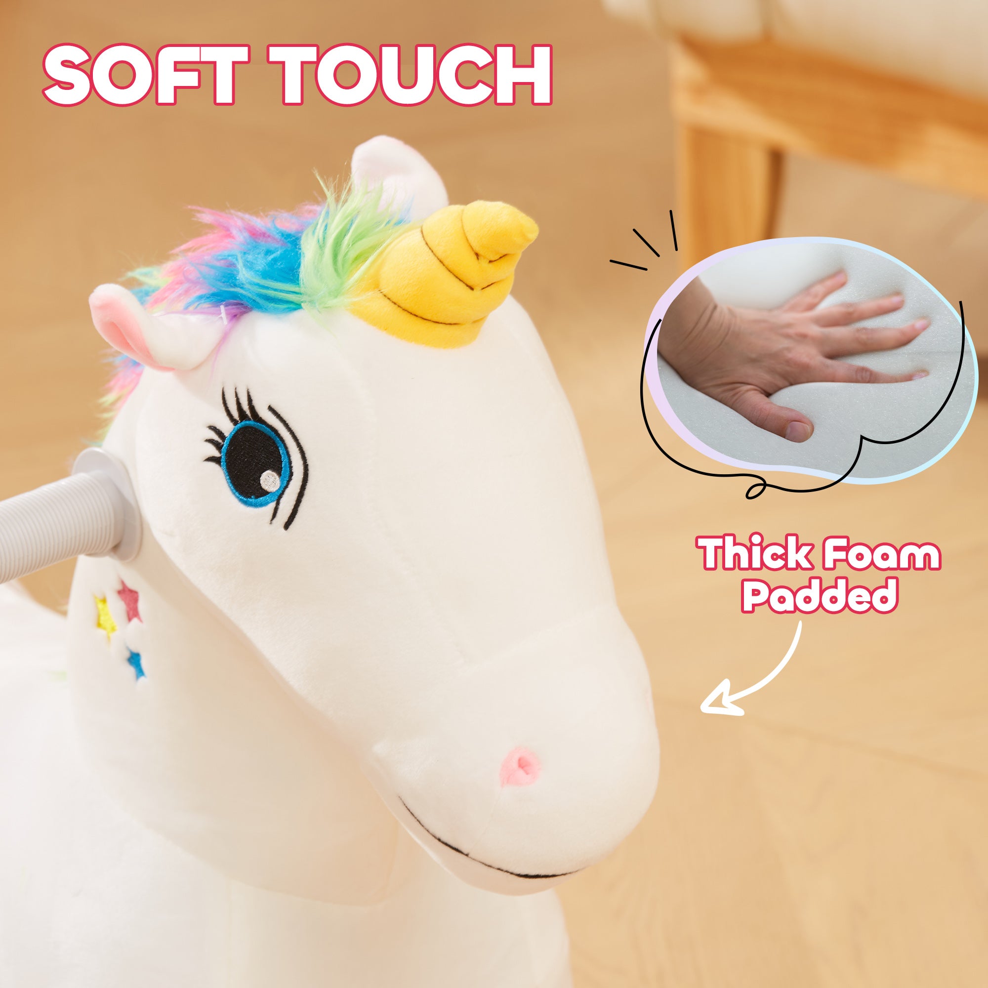 Kids Ride on Unicorn, 6V Battery Powered Electric Ride on Animal Toy w/ Music Forward, Foot Pedal for Aged 18-36 Months
