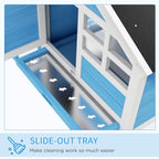 49" Wooden Rabbit Hutch Bunny Cage with Waterproof Asphalt Roof, Fun Outdoor Run, Removable Tray and Ramp, for Rabbits, Chickens, Ducks, Light Blue