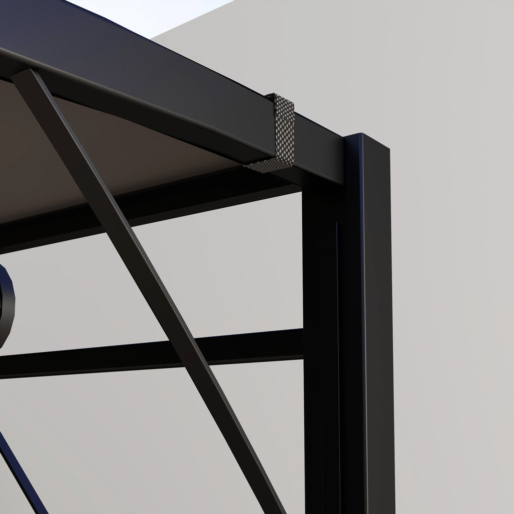 10' x 8' Outdoor Pergola and Patio Gazebo for Garden, Camper, Deck, Doors and Windows, Dark Gray