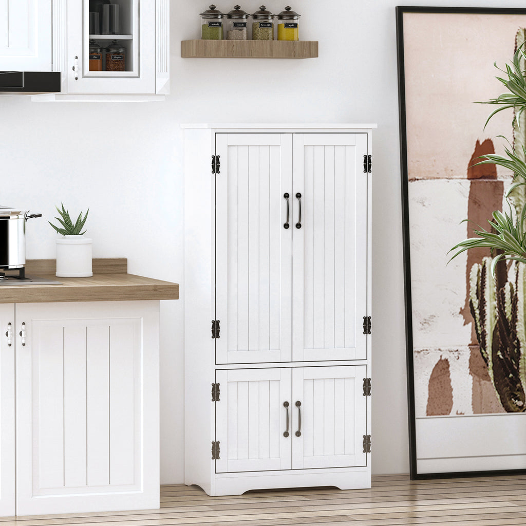Accent Floor Storage Cabinet Kitchen Pantry with Adjustable Shelves and 2 Lower Doors, White