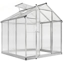 8' L x 6' W Walk-In Polycarbonate Greenhouse with Roof Vent for Ventilation & Rain Gutter for Winter