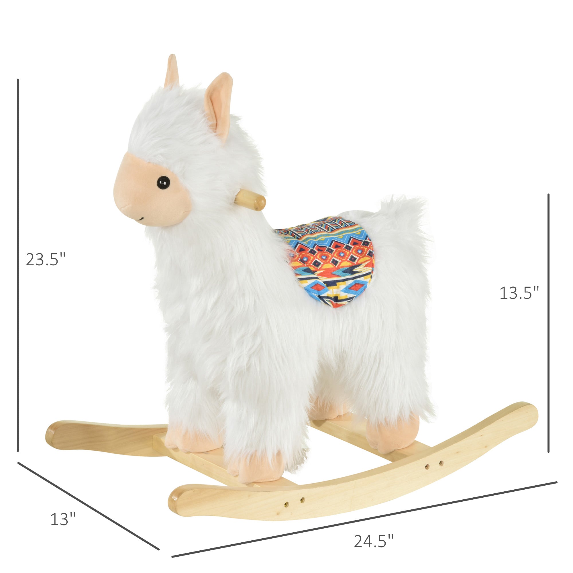 Kids Ride-On Rocking Horse Toy Llama Style Rocker Soft Plush Fabric for Children 3-5 Years