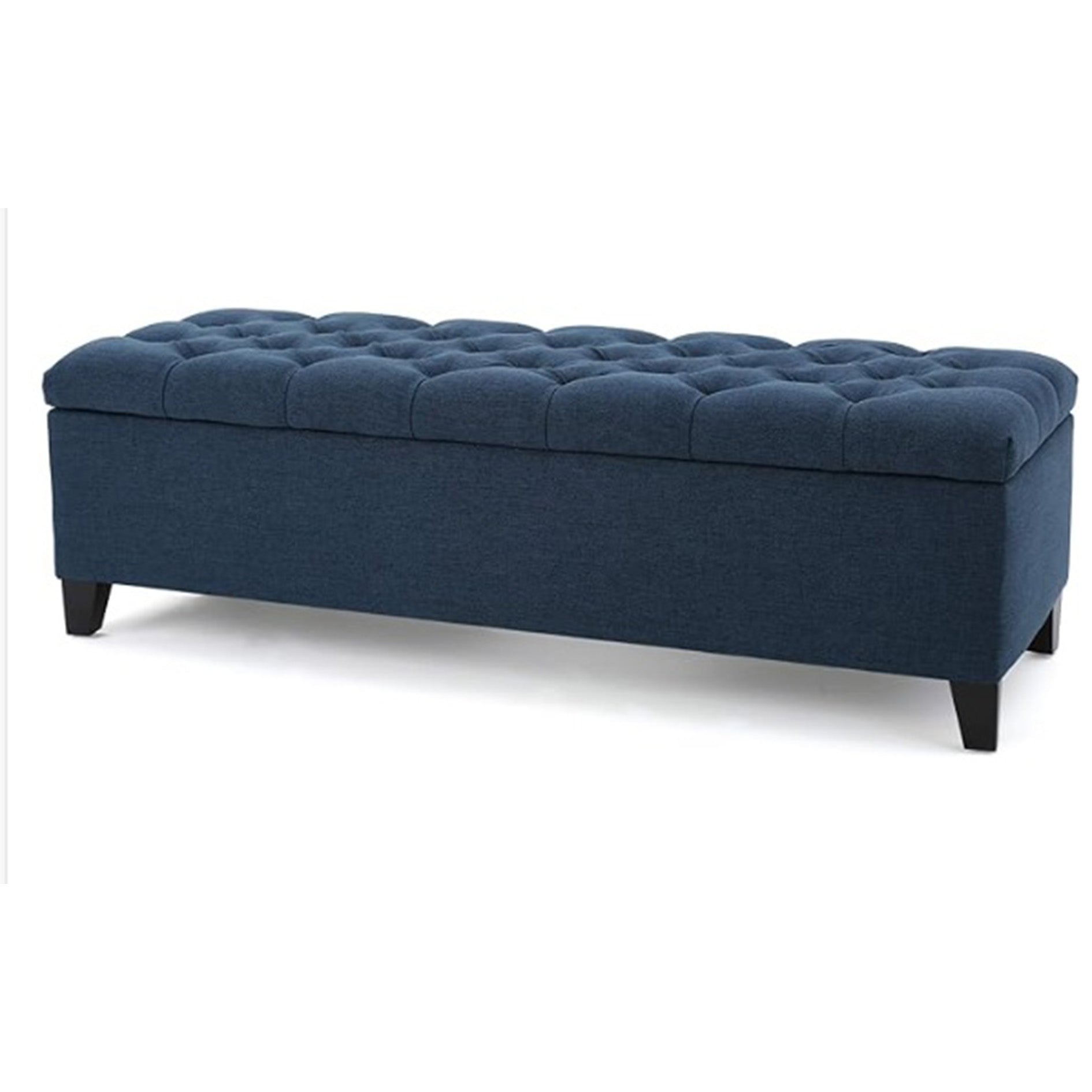 Storage Ottoman with Contemporary Design, Upholstered Seating, Versatile Storage Bench, 51" L x 17.5" W x 17" H, Navy Blue