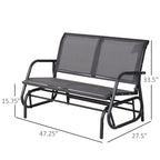 2-Person Outdoor Glider Bench Patio Double Swing Rocking Chair Loveseat w/Power Coated Steel Frame for Backyard Garden Porch, Grey