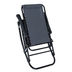 Outdoor Folding Rocking Chair Patio Table Seating Set, 2 Rocking Chairs with Armrests and 1 Side Table with Tempered Glass - Gray