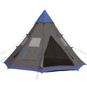 12Ft Camping Tent 6-7 Person 4 Season with 8 Mesh Windows, Outdoor Teepee Tent with Waterproof Material