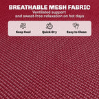 Folding Chaise Lounge Pool Chair with 4-Position Reclining Back, Pillow, Breathable Mesh & Bungee Seat, Wine Red