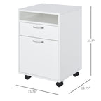 Mobile Storage Cabinet Organizer with Drawer and Cabinet, Printer Stand with Castors, White