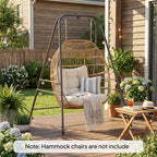 Hammock Chair Stand Indoor and Outdoor Use with Anti-Slip Foot Pads, 2 Carabiners, Gray
