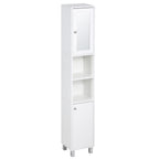 Tall Bathroom Storage Cabinet with Mirror, Wooden Freestanding Tower Cabinet with Adjustable Shelves for Bathroom or Living Room, White