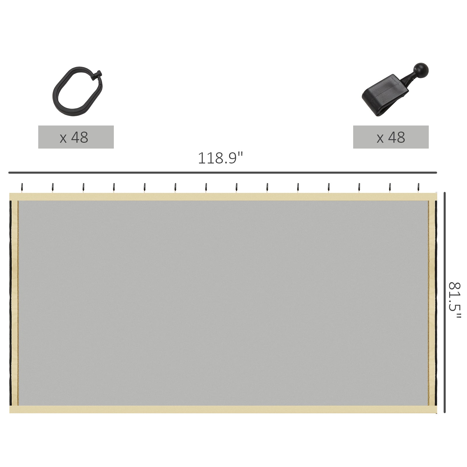 Replacement Mesh Sidewall Netting for 10' x 10' Gazebos and Canopy Tents with Zippers, (Sidewall Only) Beige