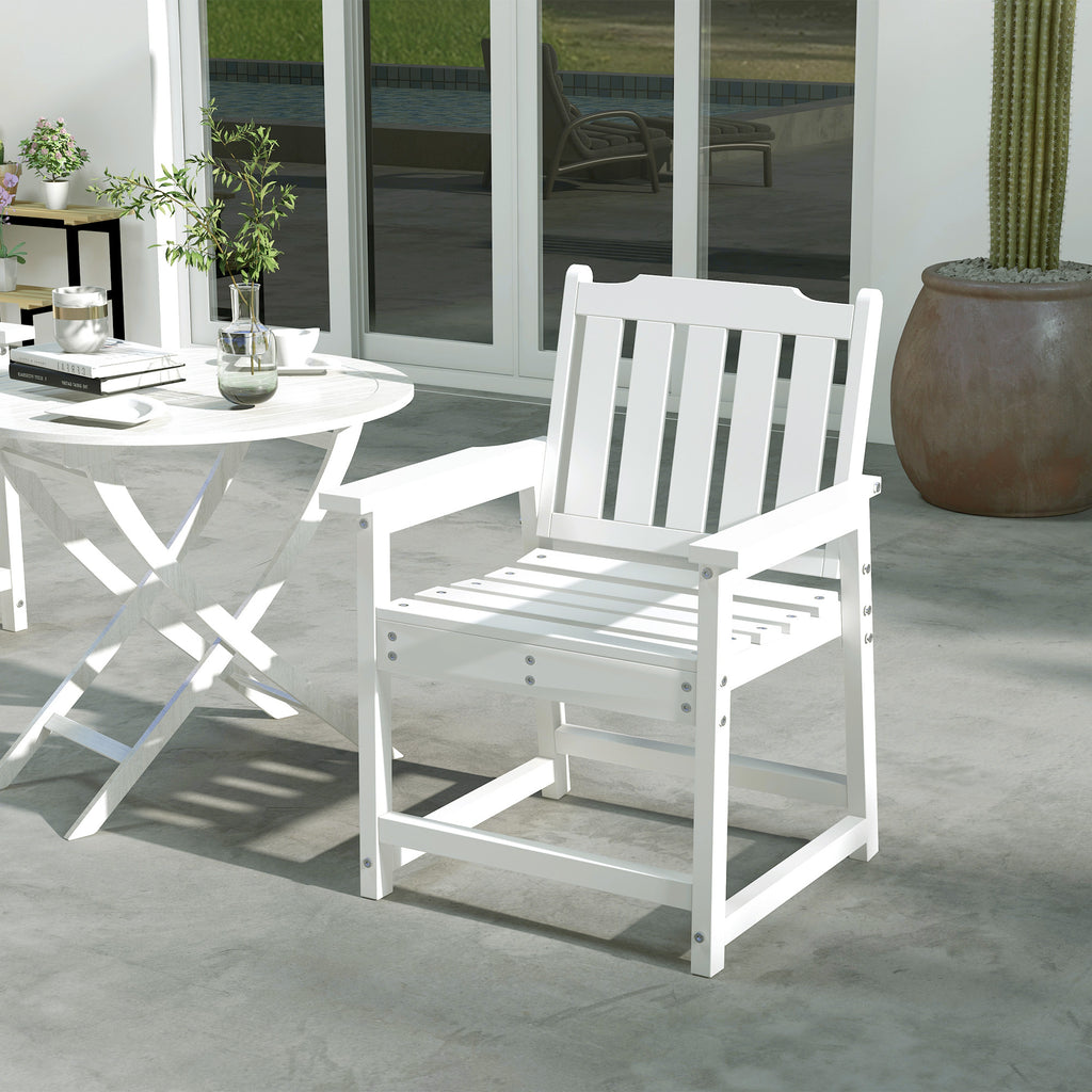 All-Weather Patio Chair, HDPE Patio Dining Chair, Heavy Duty Wood-Like Outdoor Furniture for Garden, Backyard, Deck, Porch, Lawn, White