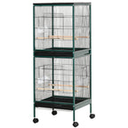 Large Bird Cage with 1.7 ft. Width for Wingspan, Bird Aviary Indoor with Multi-Door Design, Fit for a Canary, Finch, Conure, 55", Green