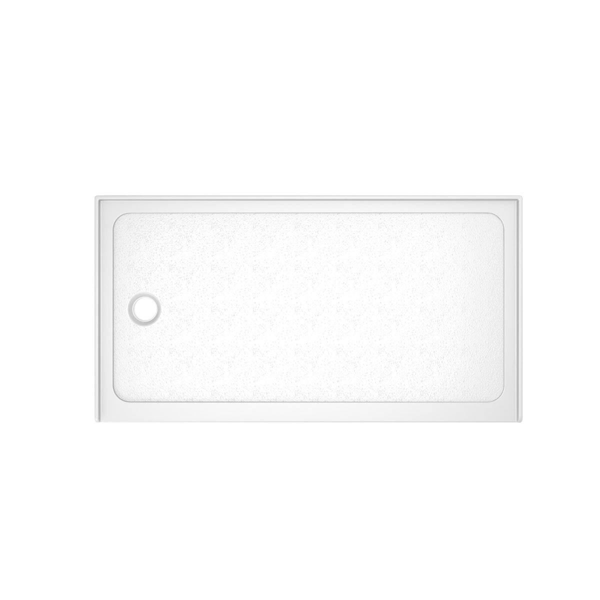 32" x 60" Acrylic Shower Base with Rigid No-Flex Construction, 3-Wall Alcove Shower Pan with Left Drain, 60" L x 32" W x 3" H, Gloss White