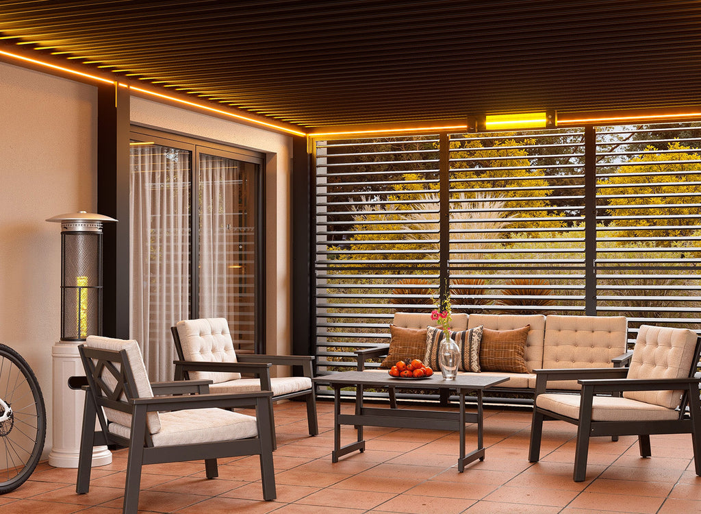 Privacy Shutter Walls Adjustable All-Aluminum Shutters for Pergola - 13' Side Gray, 0–180° Light and Airflow Control