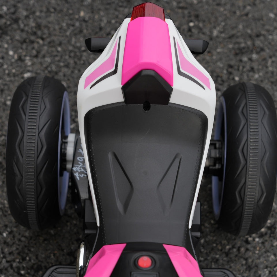 6V Kids Electric Ride-On Motorcycle with MP3, LED Headlight and Light-Up Wheels, Motorbike Ideal for Ages 3-4, 30.5'' L x 16'' W x 20.5'' H, Pink