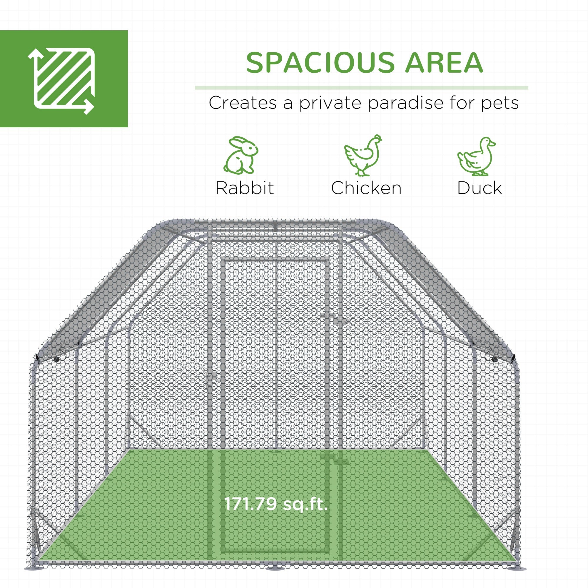 9.2' x 18.7' x 6.4' Large Chicken Coop Metal Chicken Run with Waterproof and Anti-UV Cover, Flat Shaped Walk in Fence Cage Hen House for Outdoor and Yard Farm Use, 1" Tube Diameter