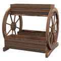 Wooden Wagon Planter Box, 3-Tier Raised Garden Bed, for Vegetables Flowers Herbs, 25" x 21" x 24"