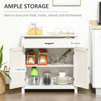 Farmhouse Sideboard Cabinet with Barn Doors Kitchen Buffet Cabinet with Drawer and Adjustable Shelf Stone White Wash