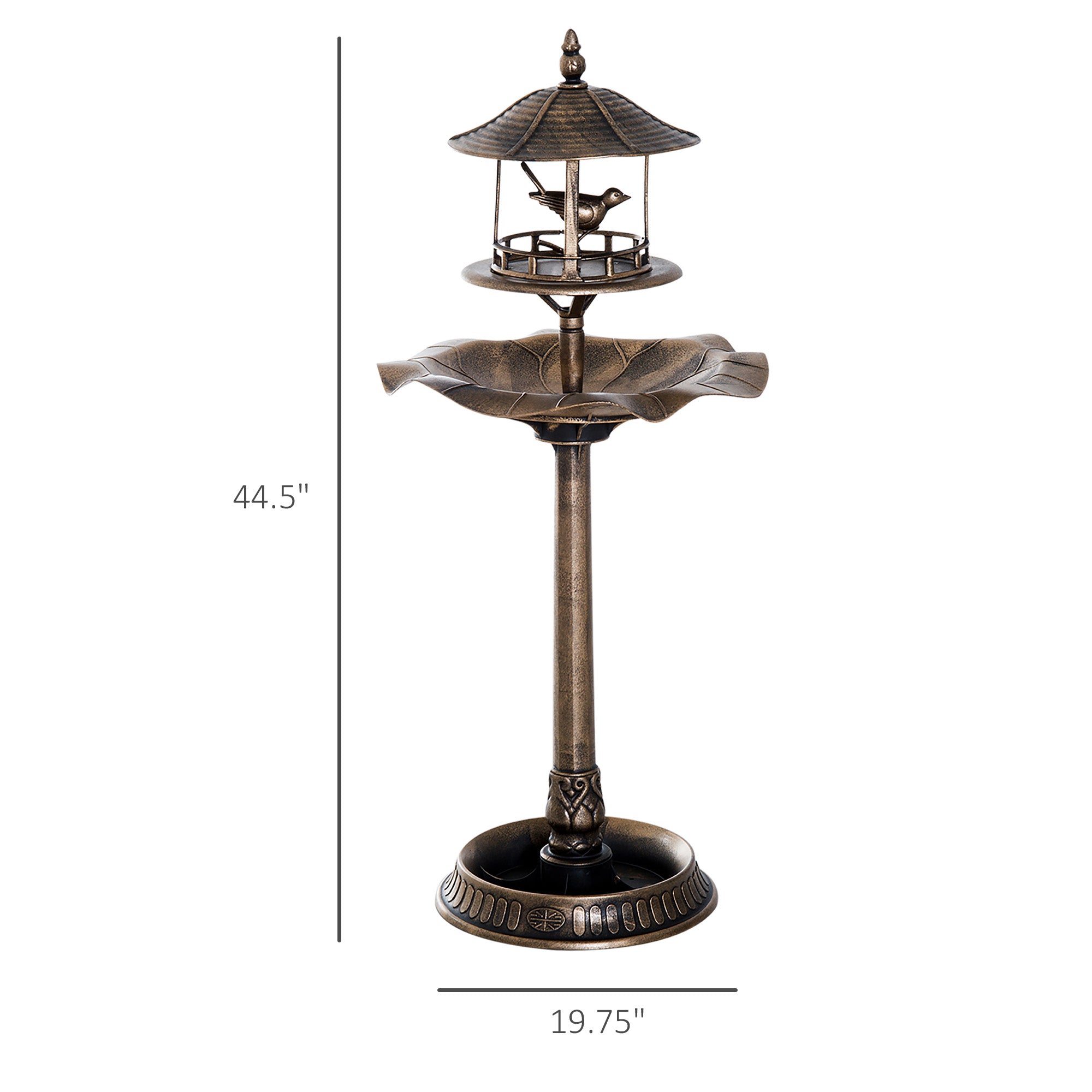 3 in 1 Garden Bird Bath Bowl Pedestal with Bird Feeder, Large Water Basin, Underneath Flower Planter, Bronze