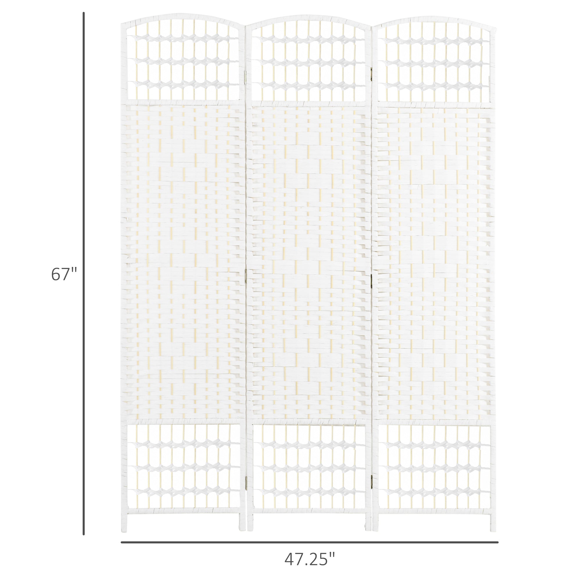 3 Panel Folding Room Divider Portable Privacy Screen Wave Fiber Room Partition for Home Office White