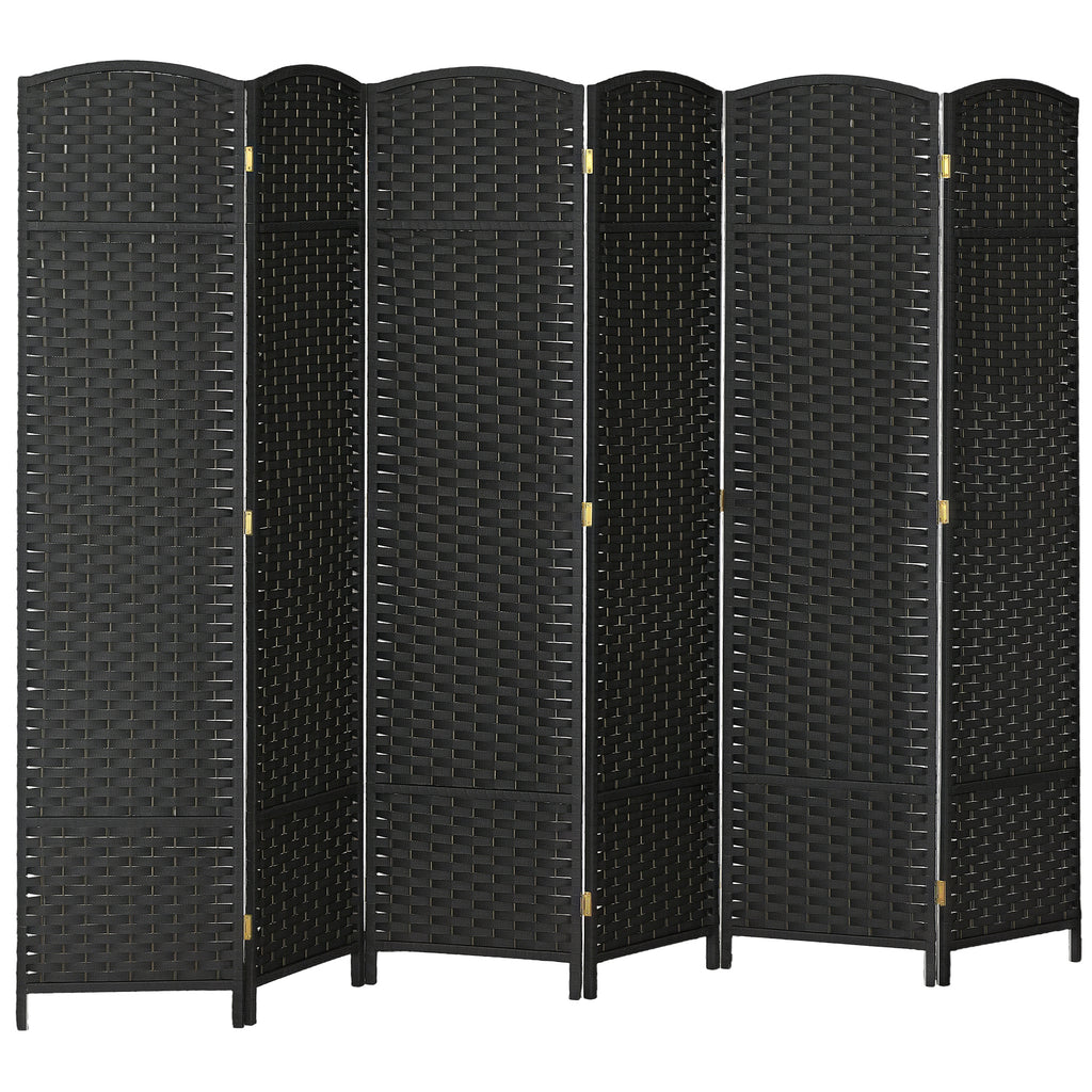 Folding Room Divider Screen 6 Panel 5.6 ' Tall Privacy Screen Freestanding Room Partition for Home Office, Black