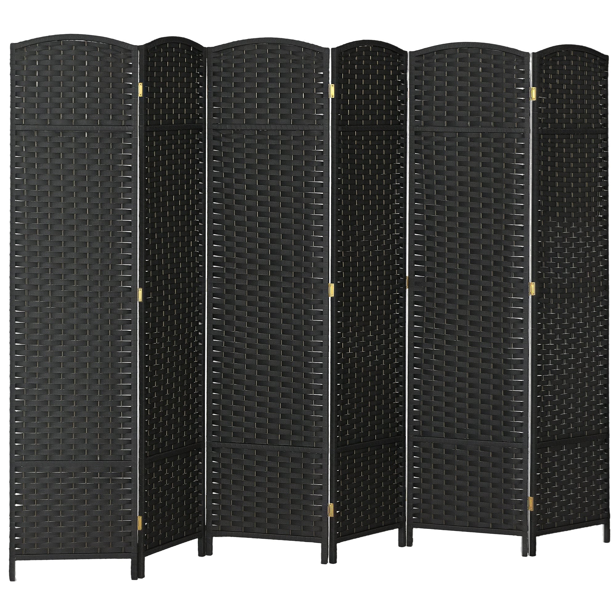 Folding Room Divider Screen 6 Panel 5.6 ' Tall Privacy Screen Freestanding Room Partition for Home Office, Black