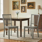 Dining Chairs Set of 2 Ergonomic Solid Wood, Armless Kitchen Chairs with Rubberwood Legs, Rustic Gray