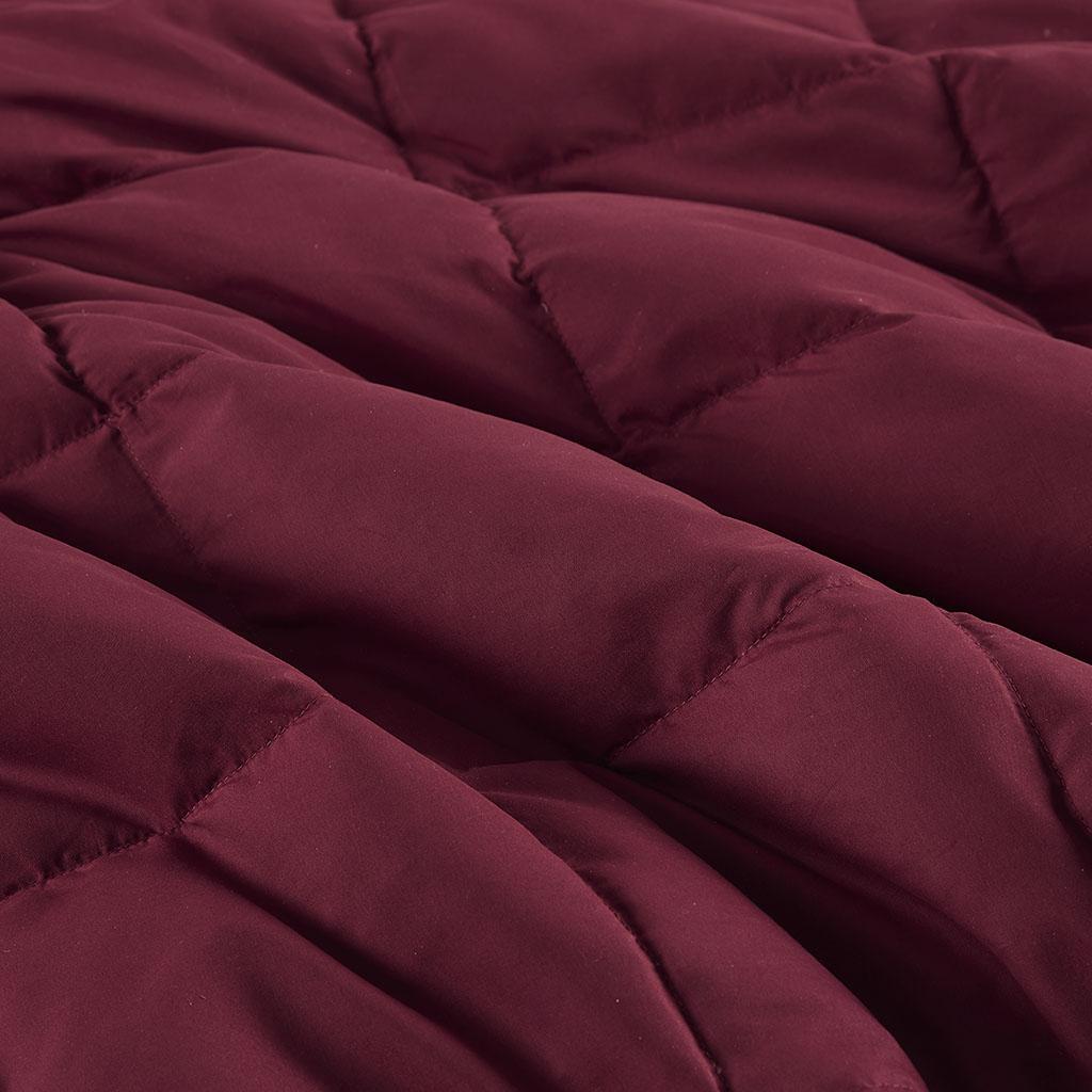 Wearable Multipurpose Throw with Goose Feather, Down Filling, Water-Repellent Microfiber, Machine Washable, 68" L x 62" W x 0.25" H, Red